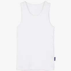 Claesens Boys White Cotton Jersey Ribbed Vest Best