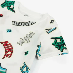 Nike Boys White Cotton Logo Print T-Shirt Clearance