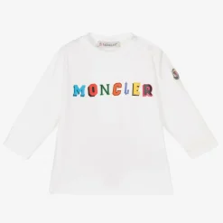 Moncler Enfant Boys White Cotton Logo Top Online