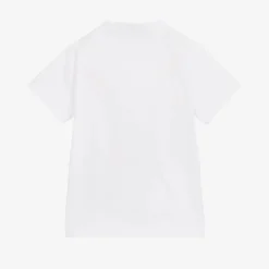Moncler Enfant Boys White Cotton Logo T-Shirt Discount