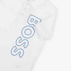 BOSS Boys White Cotton Polo Shirt New