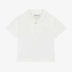 Emporio Armani Boys White Cotton Polo Shirt Hot