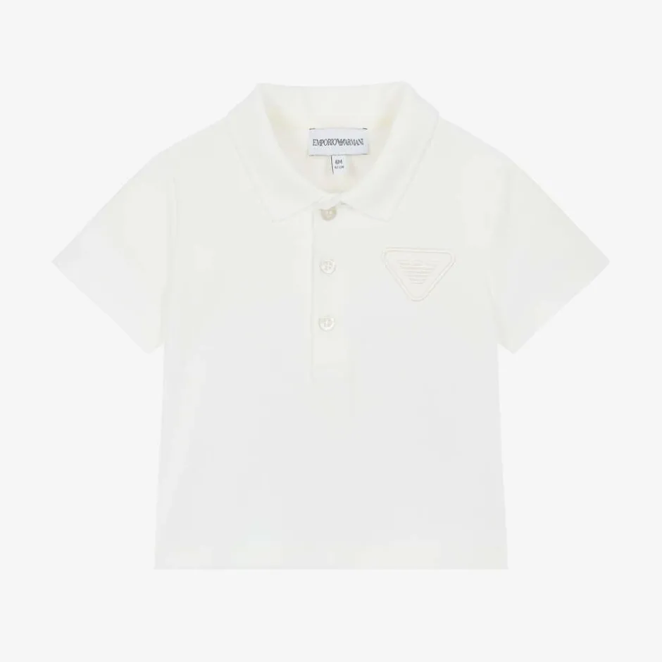 Emporio Armani Boys White Cotton Polo Shirt Hot