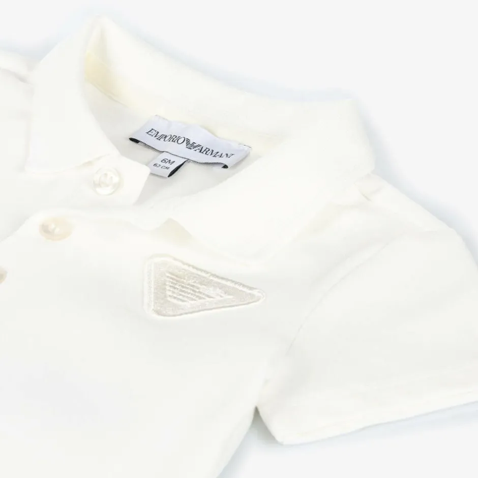 Emporio Armani Boys White Cotton Polo Shirt Hot