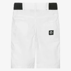 AIGNER Boys White Cotton Shorts Discount