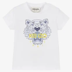 KENZO KIDS Boys White Cotton Tiger T-Shirt Hot