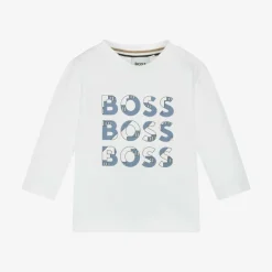 BOSS Boys White Cotton Top Hot