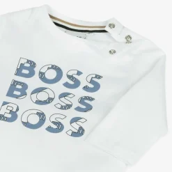 BOSS Boys White Cotton Top Hot