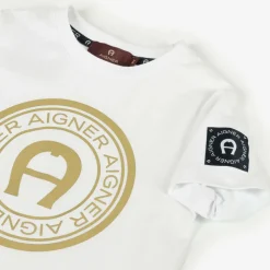 AIGNER Boys White Cotton T-Shirt Online