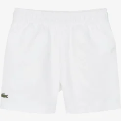 Lacoste Boys White Crocodile Sports Shorts Outlet