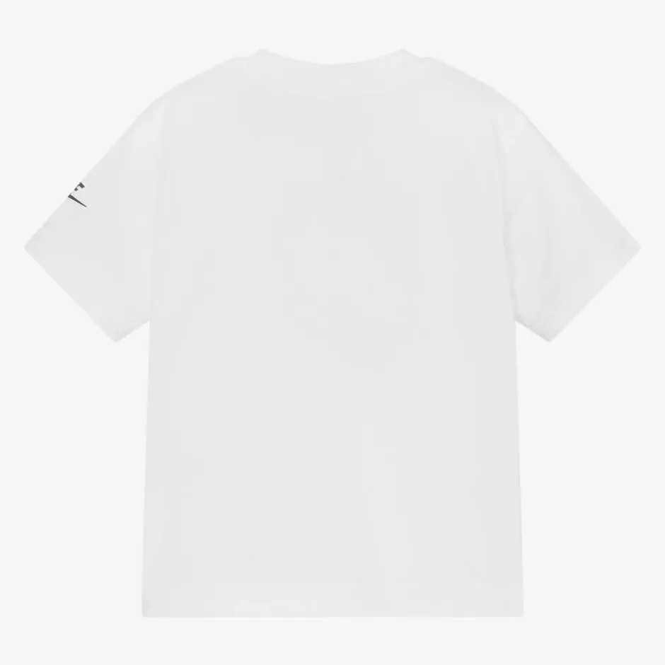 Nike Boys White Graphic Print Cotton T-Shirt