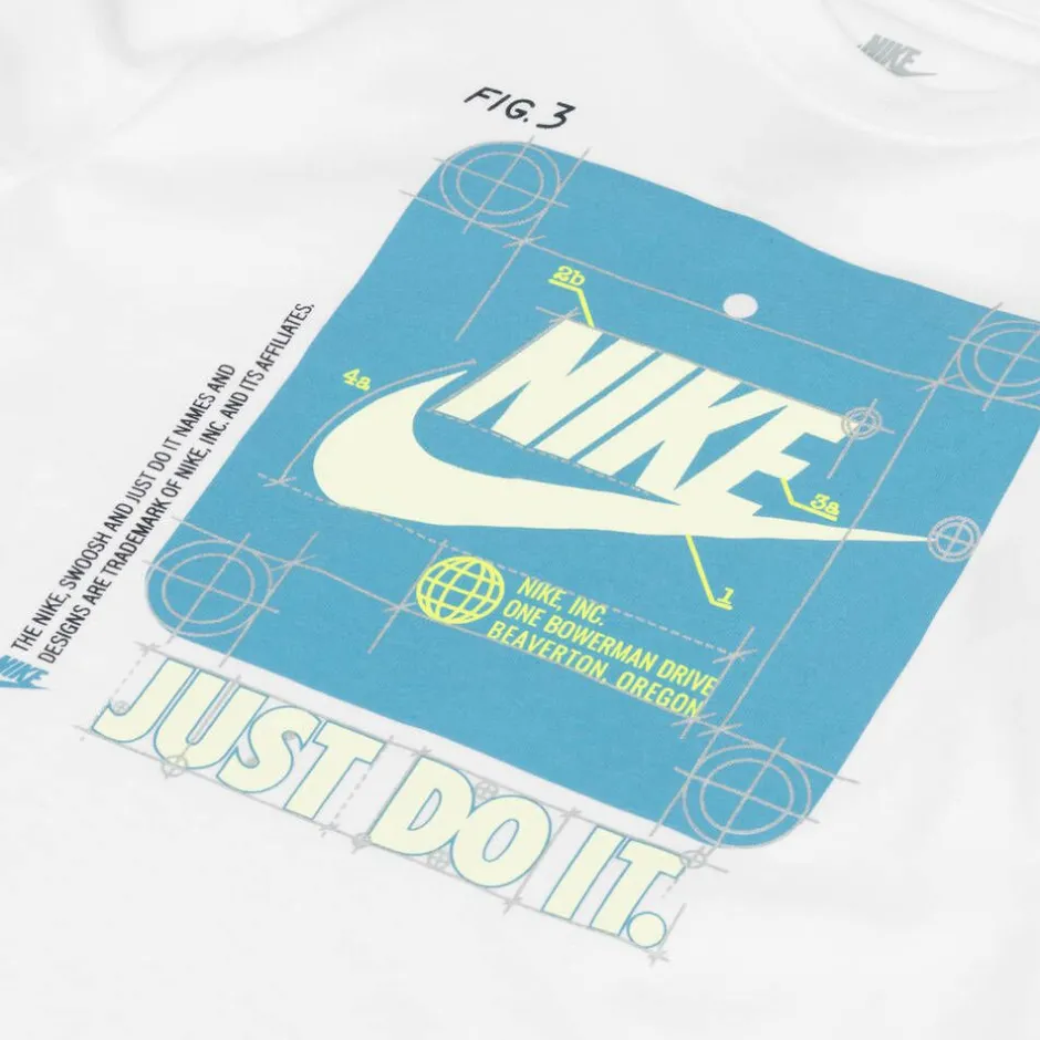 Nike Boys White Graphic Print Cotton T-Shirt