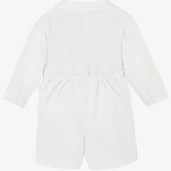 Sarah Louise Boys White Hand-Smocked Buster Suit Sale