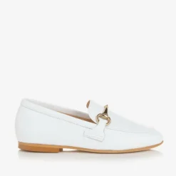 Childrens Classics Boys White Leather Loafers New