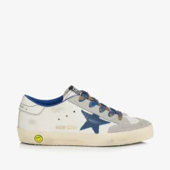 Golden Goose Boys White Leather Super-Star Trainers New