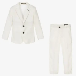 Romano Boys White Linen & Cotton Suit Best