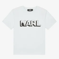 KARL LAGERFELD KIDS Boys White Organic Cotton T-Shirt New