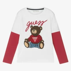 Guess Boys White Teddy Bear Top Hot