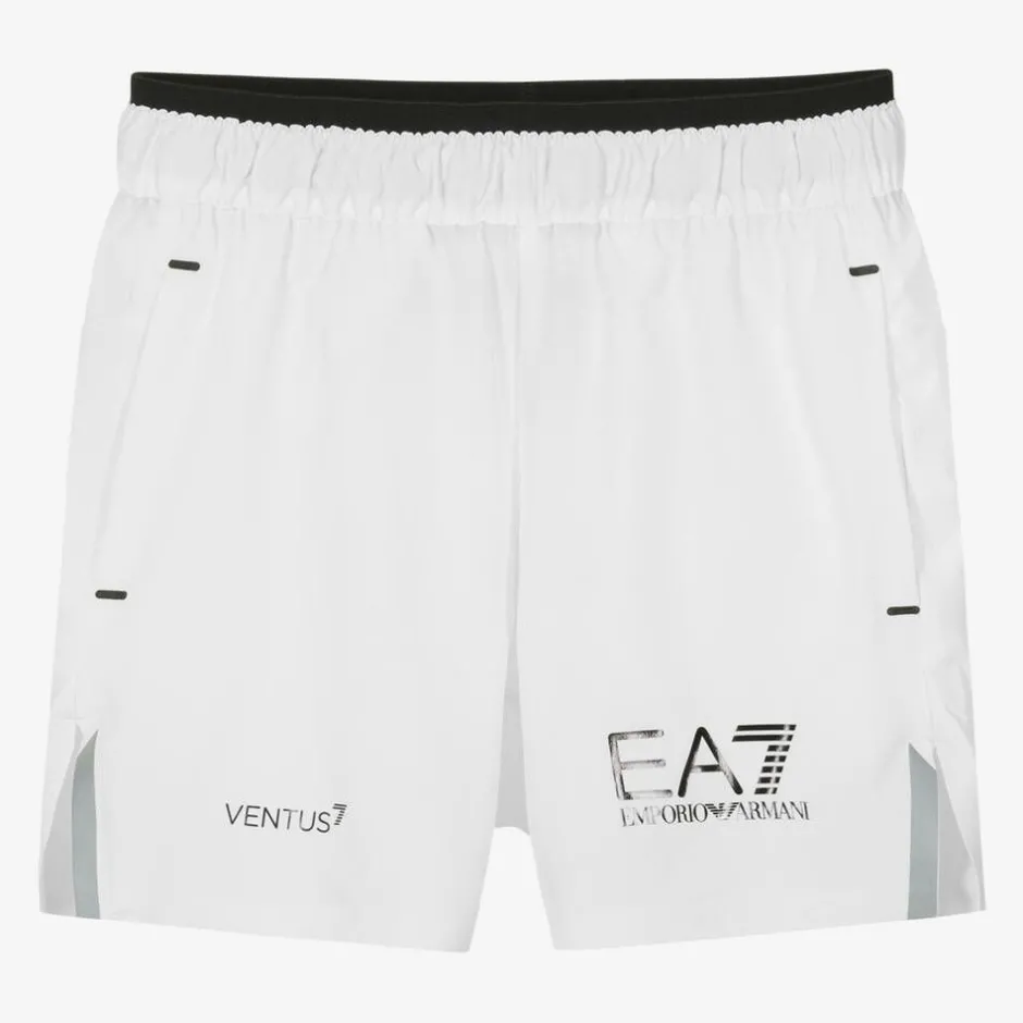 EA7 Emporio Armani Boys White VENTUS7 Sports Shorts