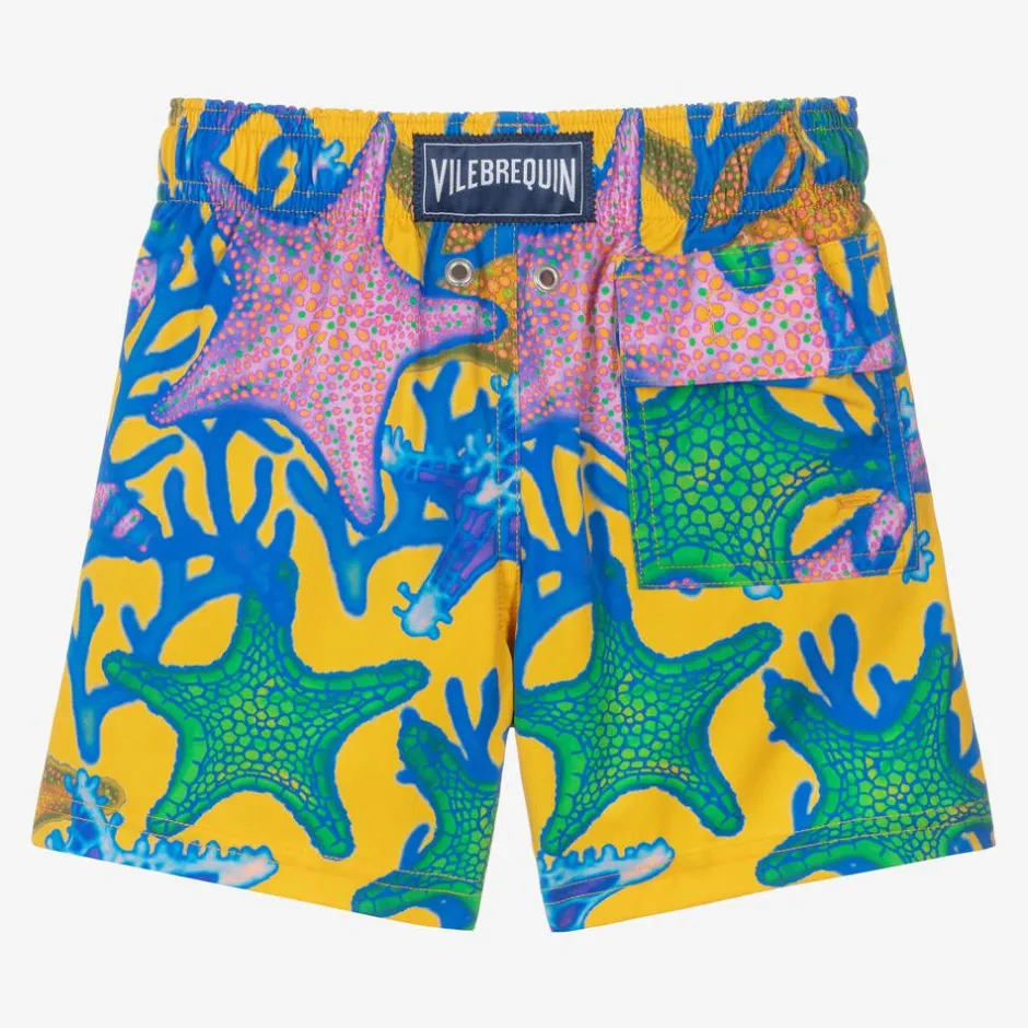 Vilebrequin Boys Yellow Glowed Stars Swim Shorts New