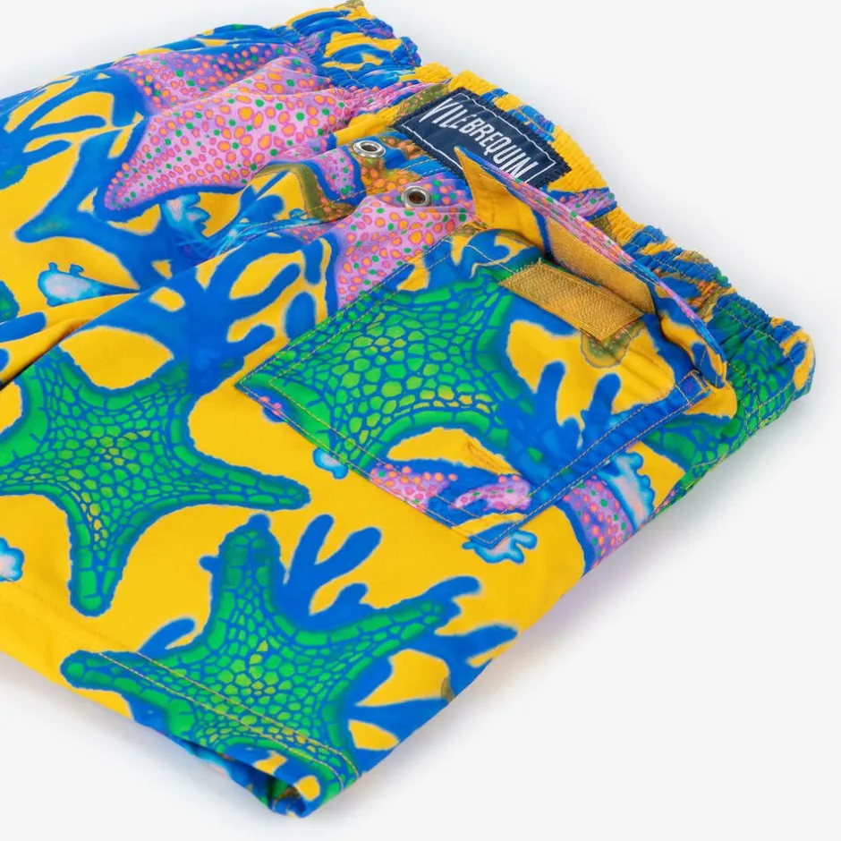 Vilebrequin Boys Yellow Glowed Stars Swim Shorts New