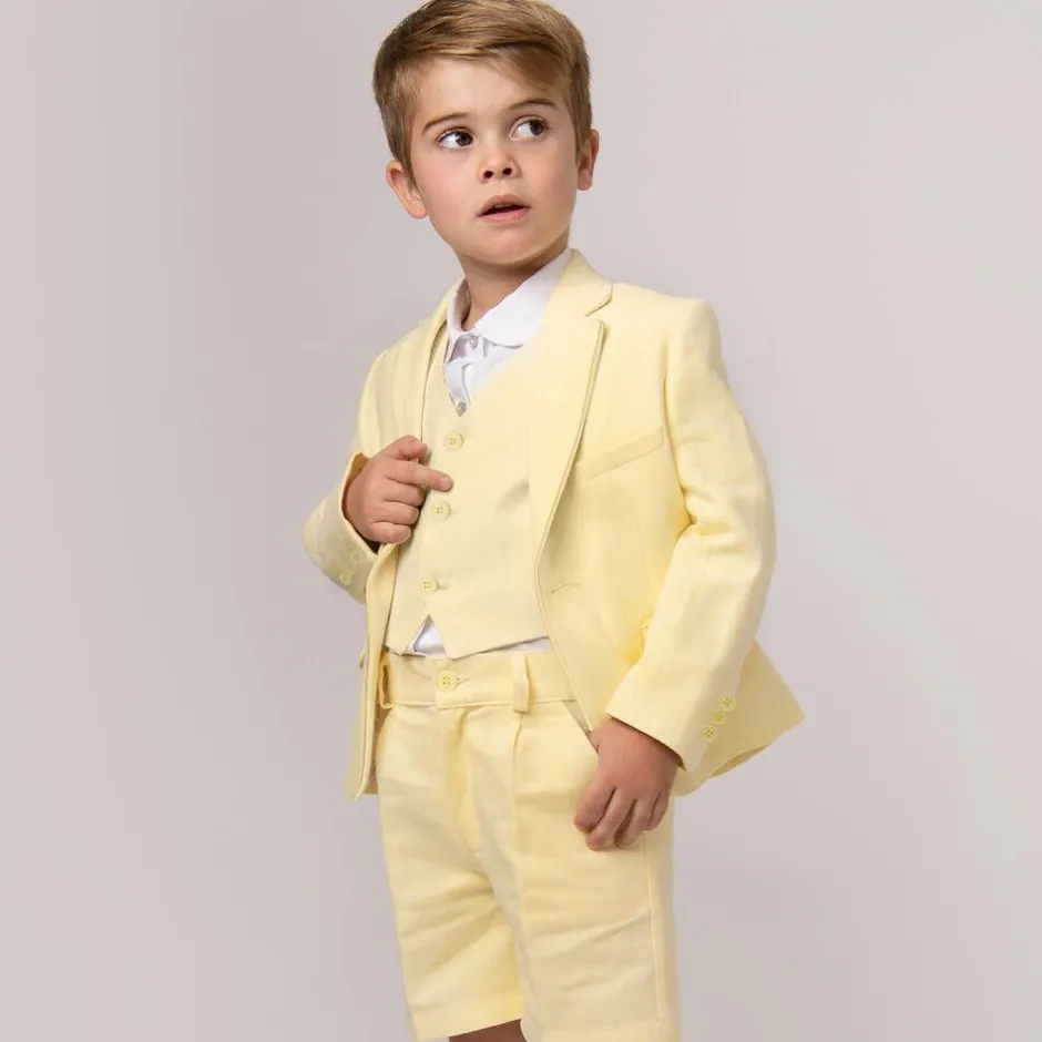Caramelo Kids Boys Yellow Linen & Cotton Shorts Suit Best