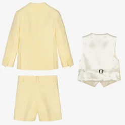 Caramelo Kids Boys Yellow Linen & Cotton Shorts Suit Best