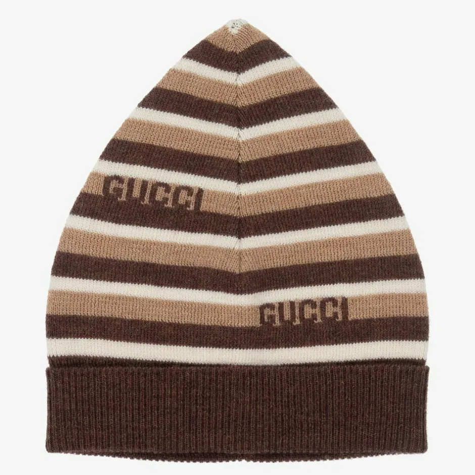 Gucci Brown & Beige Striped Baby Hat Online