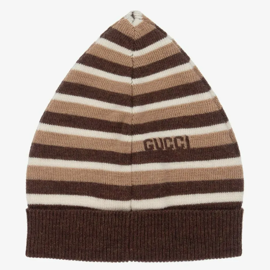 Gucci Brown & Beige Striped Baby Hat Online