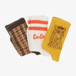 Mini Rodini Brown & Yellow Organic Cotton Socks (3 Pack) Clearance