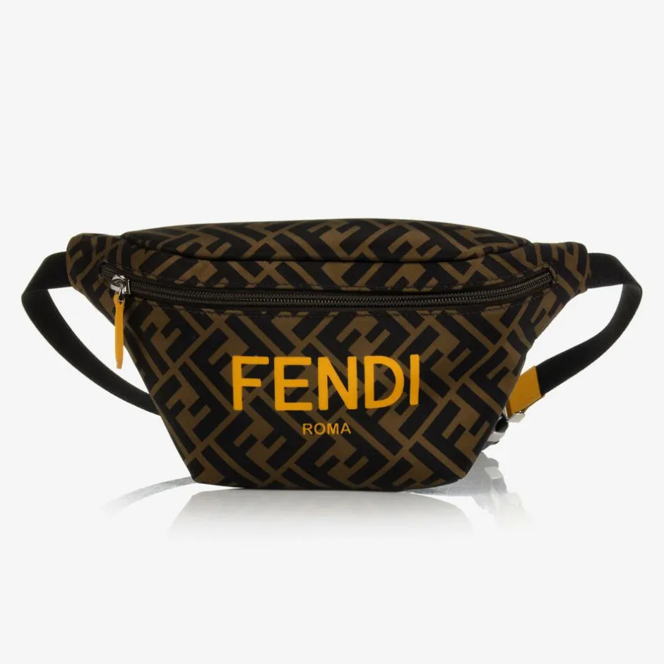 Fendi Brown & Yellow FF Belt Bag (23cm) New