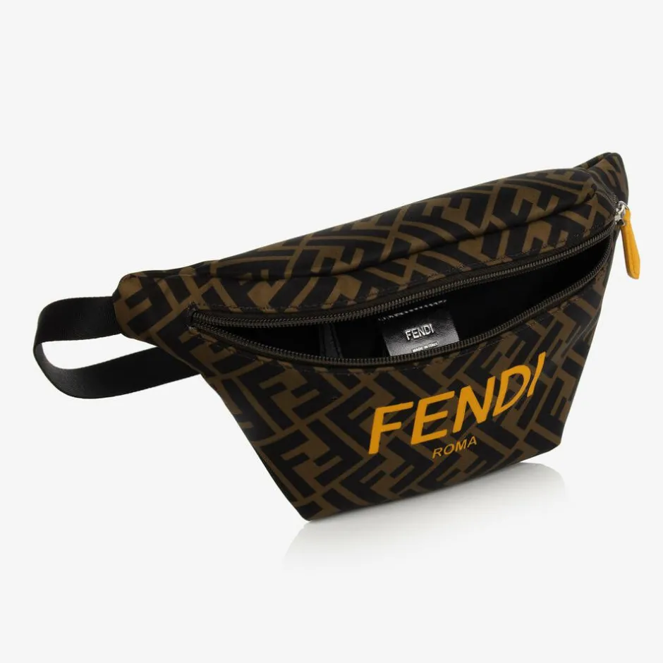 Fendi Brown & Yellow FF Belt Bag (23cm) New