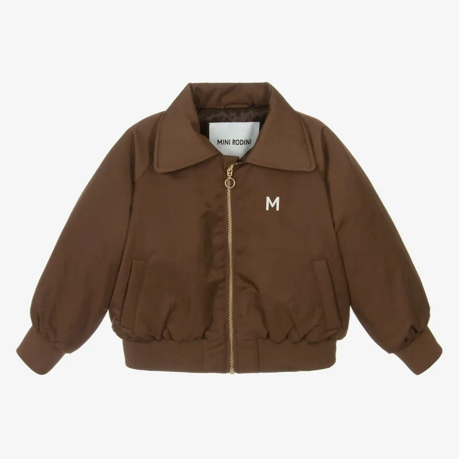 Mini Rodini Brown Cat Print Bomber Jacket Clearance