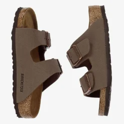 Birkenstock Brown Faux Leather Buckled Sandals Discount