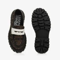 Moschino Brown Jacquard Loafers Discount