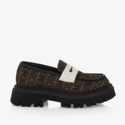 Moschino Brown Jacquard Loafers Discount