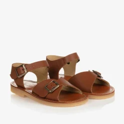 Young Soles Brown Leather Buckle Sandals