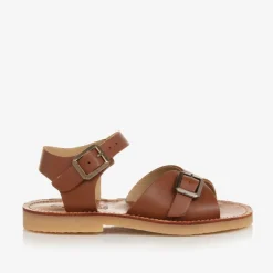 Young Soles Brown Leather Buckle Sandals