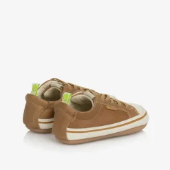 Tip Toey Joey Brown Leather First Walker Trainers Hot