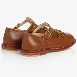 Gucci Brown Leather T-Bar Baby Shoes