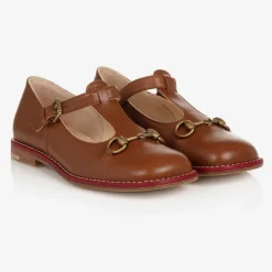 Gucci Brown Leather T-Bar Shoes