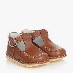 Childrens Classics Brown Leather T-Bar Shoes Hot