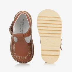 Childrens Classics Brown Leather T-Bar Shoes Hot