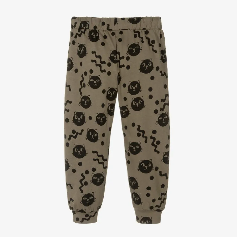 Mini Rodini Brown Organic Cotton Cats Joggers New