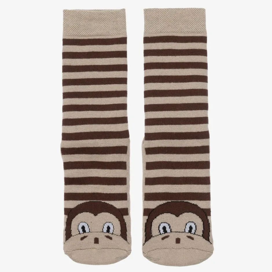 Country Kids Brown Striped Monkey Slipper Socks Best