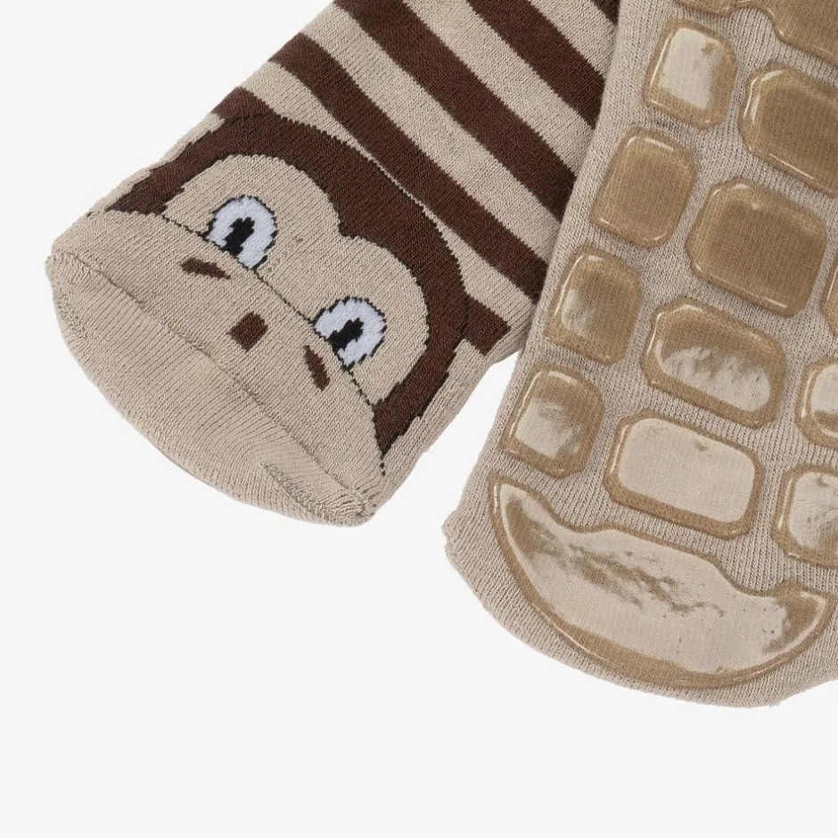 Country Kids Brown Striped Monkey Slipper Socks Best