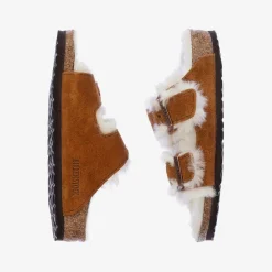 Birkenstock Brown Suede & Shearling Sandals Online