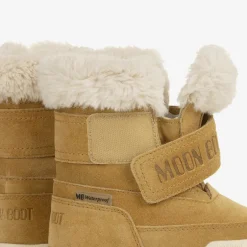 Moon Boot Brown Suede Leather Velcro Boots Outlet