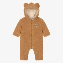 Moschino Baby Brown Teddy Fleece Pramsuit New