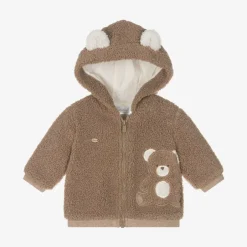 Mayoral Newborn Brown Teddy Fleece Zip-Up Baby Top Discount
